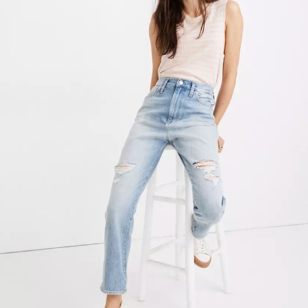 Madewell The Mom Jean: Ripped Edition Light Wash